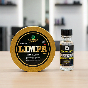 Kit Fixação Total - Fita Adesiva Dupla Face Limpa Tape 1POL X 5MTS + Cola Ultra Hold 15ml