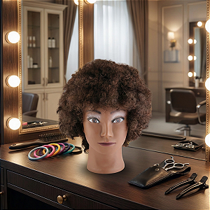 Cabeça de Boneca para Treino Cabelo Humano Afro