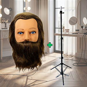 Manequim Com Barba Para Treino + Tripé de Ferro Sem Bandeja