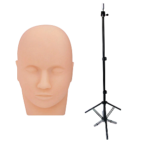 Cabeça de Manequim Treino Cílios Maquiagem Micropigmentação + Tripé Sem Bandeja