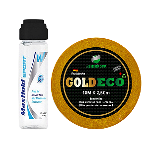 Fita Adesiva Amarela Gold Eco 10 metros x 2,5cm + Max Hold Sport 41Ml