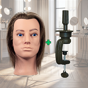 Cabeça de Manequim Sem Barba + Suporte De Mesa Para Cursos