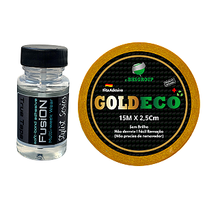 Cola Fusion Bond 40ml + Fita Adesiva Gold Eco 15 metros x 2,5cm Para Prótese Capilar