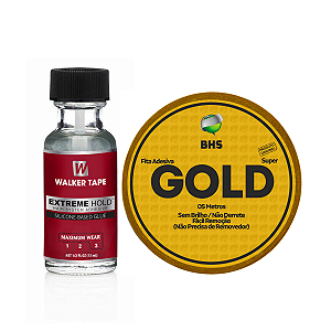 Cola Extreme Hold 15ml + Fita Adesiva Gold Super 5 metros x 3,5cm Para Prótese Capilar