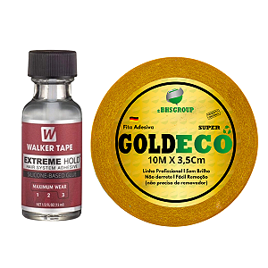 Cola Extreme Hold + Fita Adesiva Gold Eco Super 10 metros x 3,5cm Para Prótese Capilar