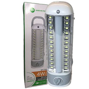 Luminária De Emergência Portátil Bateria Recarregável 64 LEDS Bivolt 4W DP-7104 Cor Branca