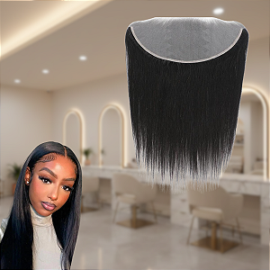 Closure Frontal Feminina Lisa Fios Humanos Cor Castanho Natural 10X33CM 110% Densidade 35cm Comprimento