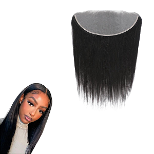 Closure Frontal Feminina Lisa Fios Humanos Cor Castanho Natural 10X33CM 110% Densidade 35cm Comprimento