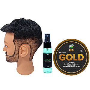 Kit Prótese Capilar Masculina Micropele 20x25cm + Gold 10m x 2,0 + Adjust 30ml Corte 2