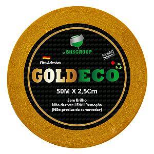 Fita Adesiva Dupla Face Gold Eco BHS 50m x 2,5cm  Não Derrete Alta Fixação P/ Próteses Capilares