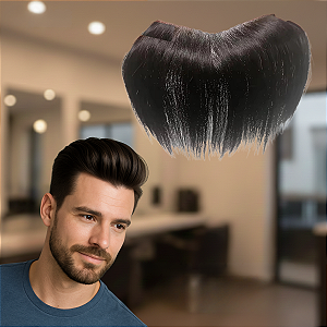 Franja Base Silicone 4cm x 18cm Cabelo Humano Cor Castanho Escuro