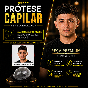 Prótese Capilar Pronta Micropele Corte Caesar Texturizado Castanhos Escuros e Preto + Kit de Manutenção Grátis