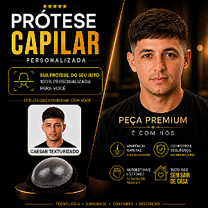 Prótese Capilar Pronta Micropele Corte Caesar Texturizado Castanhos Médios e Claros + Kit de Manutenção Grátis
