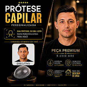 Prótese Capilar Pronta Micropele Corte Executivo Castanhos Escuros e Preto + Kit de Manutenção Grátis