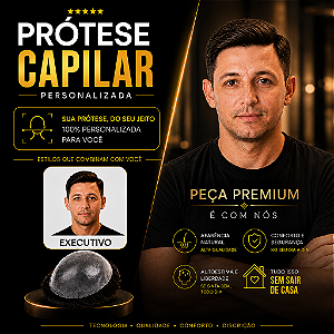 Prótese Capilar Pronta Micropele Corte Executivo Castanhos Médios e Claros + Kit de Manutenção Grátis