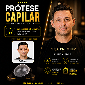 Prótese Capilar Pronta Micropele Corte Social Castanhos Escuros e Preto + Kit de Manutenção Grátis
