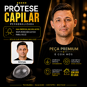 Prótese Capilar Pronta Micropele Corte Social Castanhos Médios e Claros + Kit de Manutenção Grátis