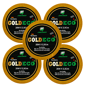 KIT - 5 Unidades Fitas Amarelas Adesivas Gold Eco + 20 Metros X 2.5 Cm