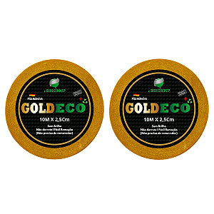 Kit - Fitas Amarelas Adesivas GOLD Eco + 10 metros x 2.5 cm 2 unidades