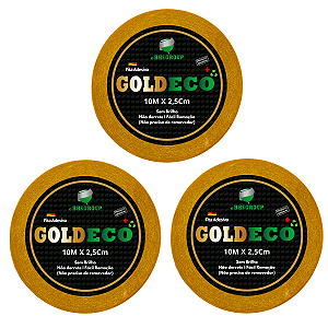 Kit - Fitas Amarelas Adesivas Gold Eco+ 10 Metros X 2.5 cm 3 Unidades