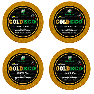 Kit - Fitas Amarelas Adesivas Gold Eco + 10 Metros X 2.5 cm 4 Unidades