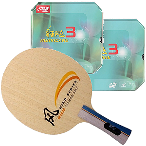 Raquete Profissional Madeira Clássica W1030 + 2 Borrachas DHS Huricane 3 NEO