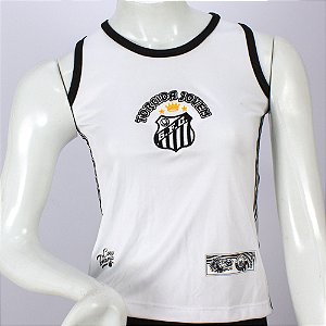 Regata Torcida Jovem Santos Feminina Baby Look Tradicional Oficial - Exclusivo Sócio TJ