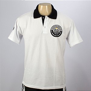 Camisa Polo Torcida Jovem Santos Logo Oficial Gola Preta
