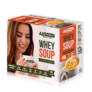 1 Caixa de Whey Soup Queijo, Tomate e Manjericão All Protein 12 unidades de 25g - 300g