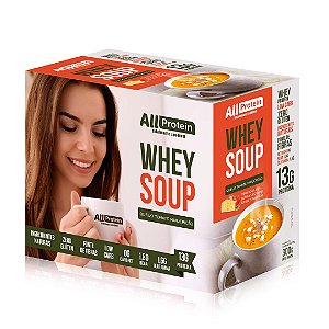 1 Caixa de Whey Soup Queijo, Tomate e Manjericão  All Protein 12 unidades de 25g - 300g