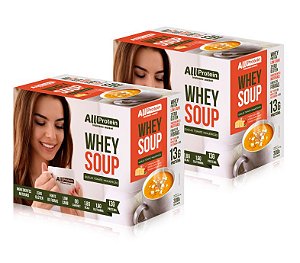 2 Caixas de Whey Soup Queijo, Tomate e Manjericão  All Protein 24 unidades de 25g - 600g