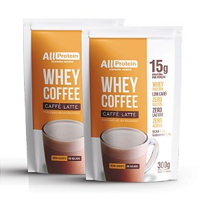 2 Pacotes de Whey Coffee Zero Lactose Caffé Latte 600g (24 doses) - All Protein