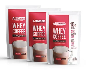 Whey Coffee Cappuccino Zero Lactose 3 Pacotes 900g (36 doses) | All Protein