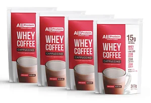 Whey Coffee Cappuccino Zero Lactose 4 Pacotes 1200g (48 doses) | All Protein