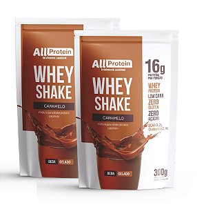 2 Pacotes de Whey Shake Caramelo 600g (24 doses) - All Protein