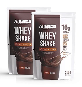 2 Pacotes de Whey Shake Double Chocolate 600g (24 doses) - All Protein
