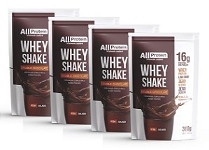 4 Pacotes de Whey Shake Double Chocolate 1200g (48 doses) - All Protein
