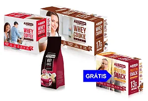 Combo 2 Caixas + 1 Pacote + 1 Grátis: Cookies e Cafés Proteicos - Cappuccino, Cacau, Mocaccino e Multigrãos | All Protein