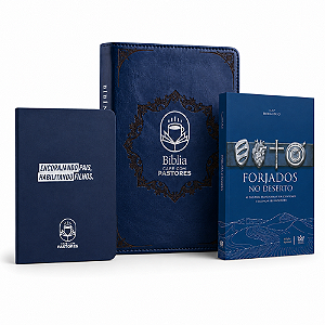 Kit Bíblia Café com Pastores Azul + Forjados no Deserto + Moleskini Exclusivo