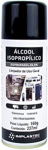 ÁLCOOL ISOPROPÍLICO AEROSSOL 160G 227ML IMPLASTEC 99,8%