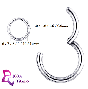 2 Argolas Articulas Clicker Titânio 9mm 1.2mm cor Natural Prateado
