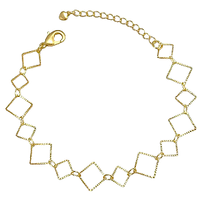 Pulseira Quadradinhos Banhado a Ouro