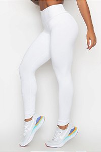 Kit 5 Calças Legging Branca Feminina Lisa Fitness Suplex Enfermagem - Academia - WOLFOX