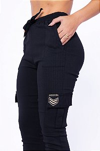 Kit 3 Calças Feminina Jogger Bengaline Cargo Militar Com Bolso e Elástico - WOLFOX
