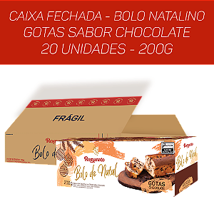 Caixa Fechada: 20 unidades Bolo Romanato Gotas Sabor Chocolate 200g