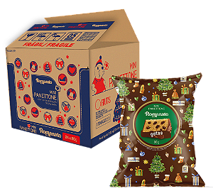 Caixa Fechada: 24 unidades Mini Panettone Gotas Chocolate 80g