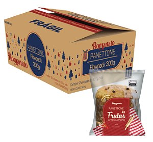 Caixa Fechada: 12 unidades Panettone Flowpack Frutas Cristalizadas 300g