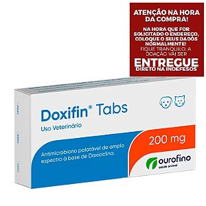 Antibiótico Ourofino Doxifin Tabs Para Cães e Gatos 200mg - Cartela c/ 6 comprimidos