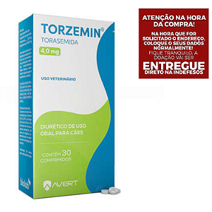 Diurético Avert Torzemin 4mg Torasemida para Cães 30 comprimidos