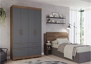 Guarda-roupa solteiro 4 portas MDF